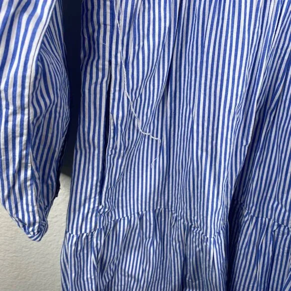 J.Crew Women's Poplin Tiered Striped Preppy Coastal Resort Dress Blue White Sz M - Picture 8 of 10
